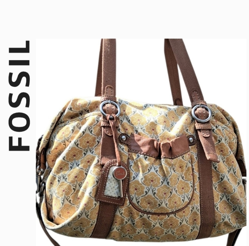 FOSSIL Floral Hobo Shoulder Travel Weekend Tote EUC